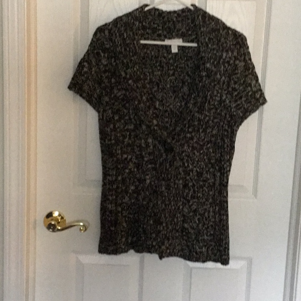 Charter Club black tweed sweater vest with 1 button closure.